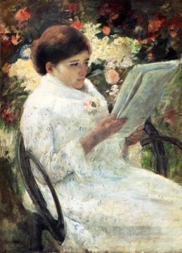庭で本を読む女性 母親の子供たち メアリー・カサット Oil Paintings